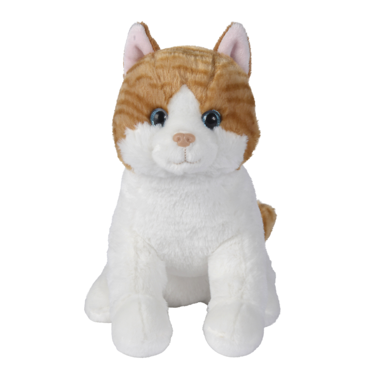  - peluche chat réaliste roux et blanc 30 cm 